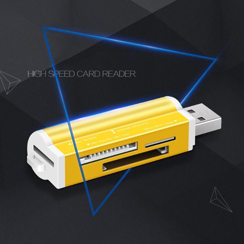 Leitor de cartão de memória multifuncional USB 2.0 de alta velocidade para T-Flash MMC Sdhc MS Pro Duo Tf M2 Memory Stick