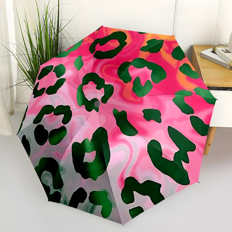 1pc Leopard Print Pattern Automatic Folding Umbrella Portable Collapsible 8-Rib Umbrella for All Seasons, Casual Outdoor Accessory, PerfectB51