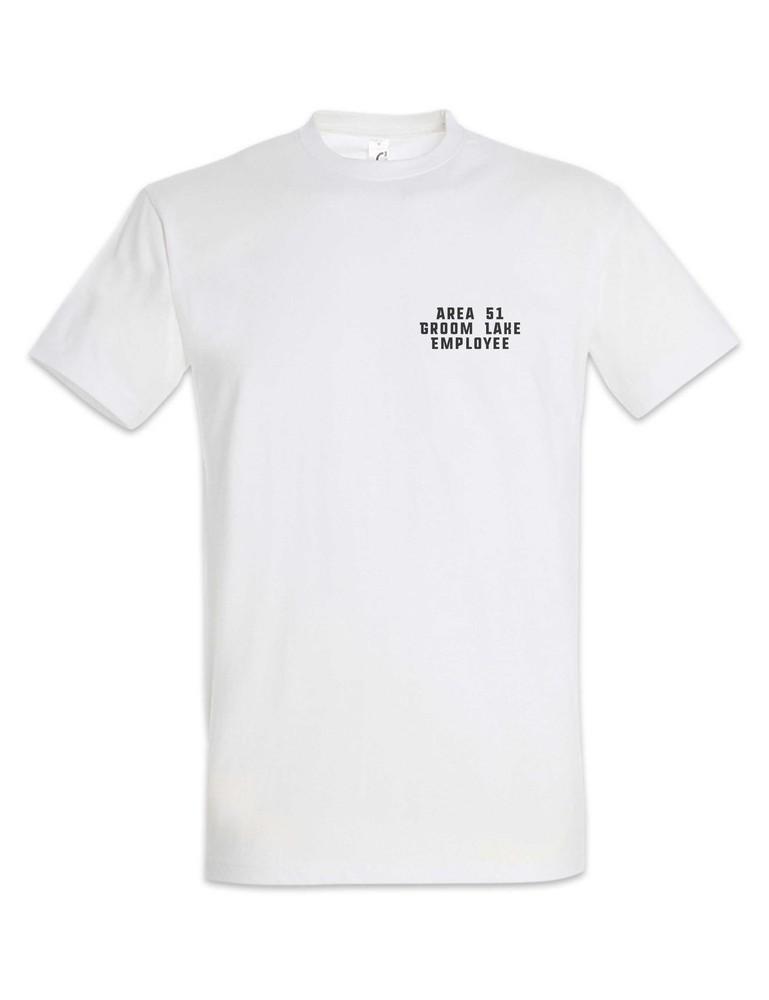 

Groom Lake Employee T-Shirt Alien Invader Haunebu 12 Grey Area 51 TR3B Blue UFO 4XL