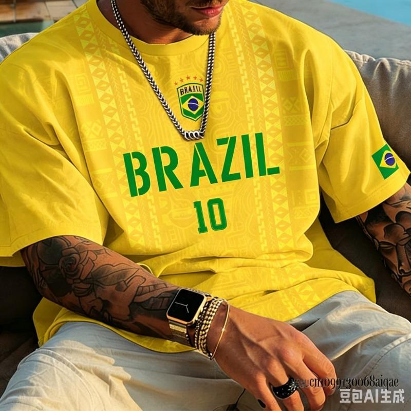 2026 New Australian Themed Football Jersey All-over Green Kangaroo Badge Crew Neck T-Shirt Casual Training Sports Top Unisex