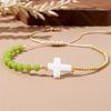 Crucifix Beaded Bracelet Bohemian Style Wristband Multicolor Crystal Beads Bangle For Women Casual Accessories
