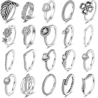 Mode-Trend 925 Silber Fingerring Frauen Ringe Unendliche Blume Prinzessin Wishbone Herz Verlobungsring Beliebte Anillo Schmuck