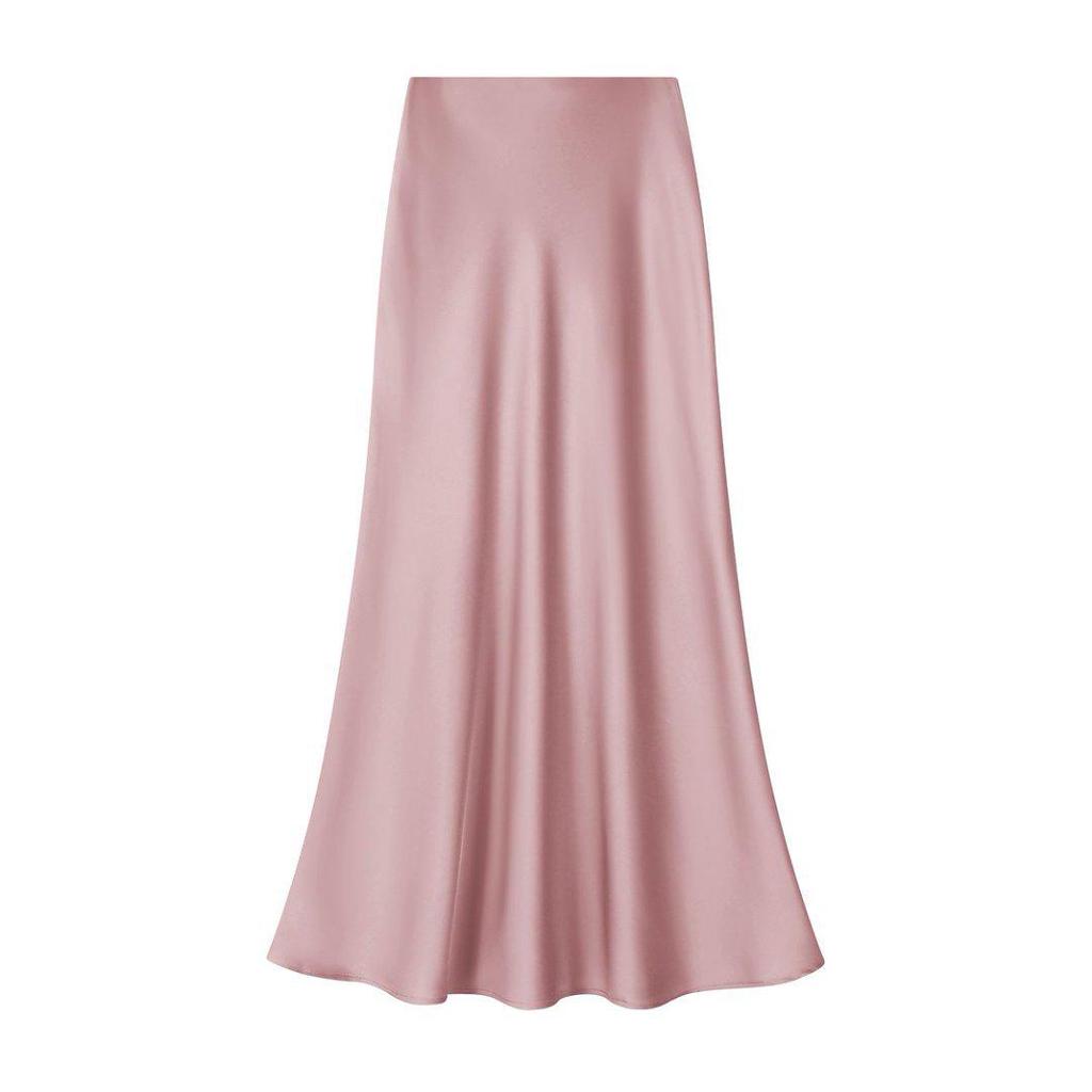 Elegant Satin Fishtail Midi Skirt - Women's High-Waist Silhouette for Summer