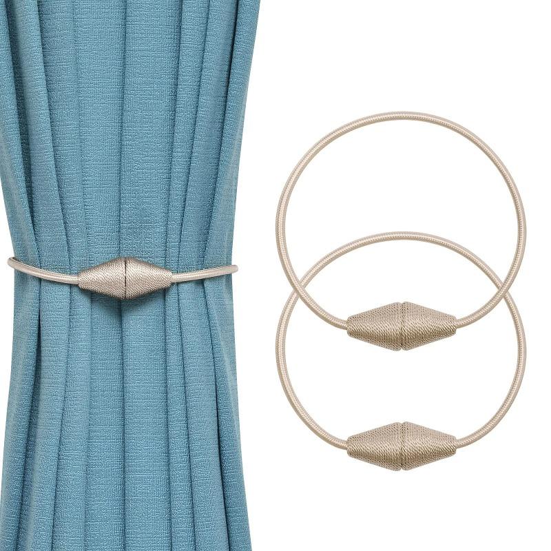 2pcs European Style Conical Shaped Strong Magnetic Curtain Tiebacks for Thin or Heavy Curtains, Suitable for Home, Living Room