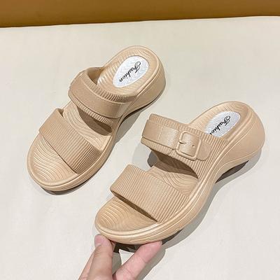Sommer Ein-Wort Drag Damen Outdoor-Bekleidung Indoor Casual Dicke Sohle Erhöhen 2025 Neue Mode Zwei mit coolen Hausschuhen