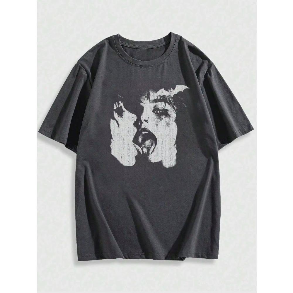 Street Life Summer Portrait Printed Women Men Unisex Cotton T-shirt Luxury Brand Fashion Big Size Top Short Sleeve Classic Tee