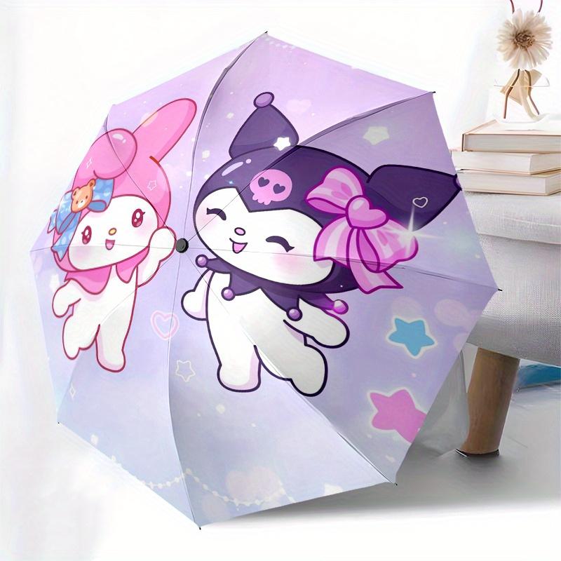 My Melody, Kuromi Automatic Opening and Closing Parasol Compact Travel Umbrella with 8 Ribs for Women and Men Ideal Birthday/Christmas Gift,