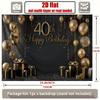 Sfondo 2D Oro Nero Buon 40° Compleanno Palloncino Coriandoli Decorazione Festa Stendardo