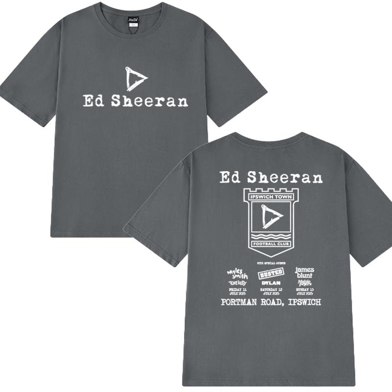 Hot Sale Ed Sheeran Play Tour 2025 Double Sided Printed T Shirt Summer Men Women Vintage Hip Hop Streetwear Unisex Cotton Tops