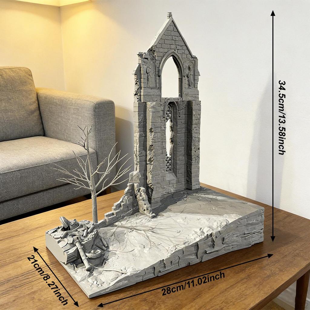 Ruin House DIY Building Model Figure Display Assembly Decoration Unfinished Photo Prop Scenery