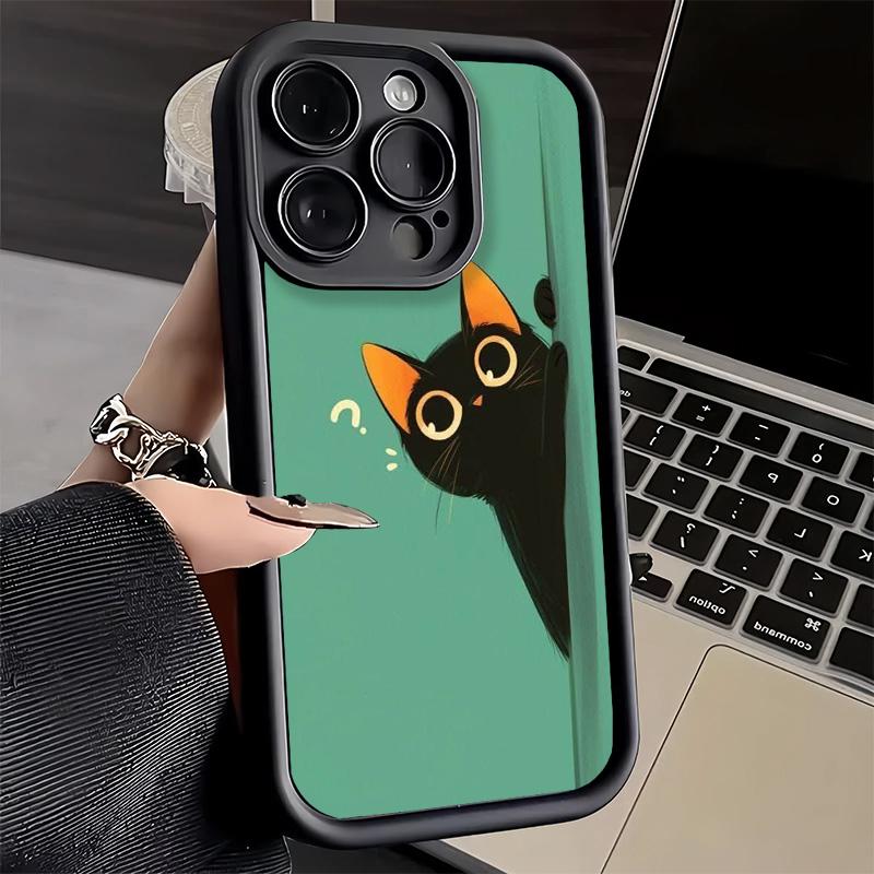 Phone Case for iPhone 17 Air 16E 15 16 Pro Max Cat Cute Kitten Cartoon Cover 14 Plus 13 12 Mini Soft Shell Silicone Fundas