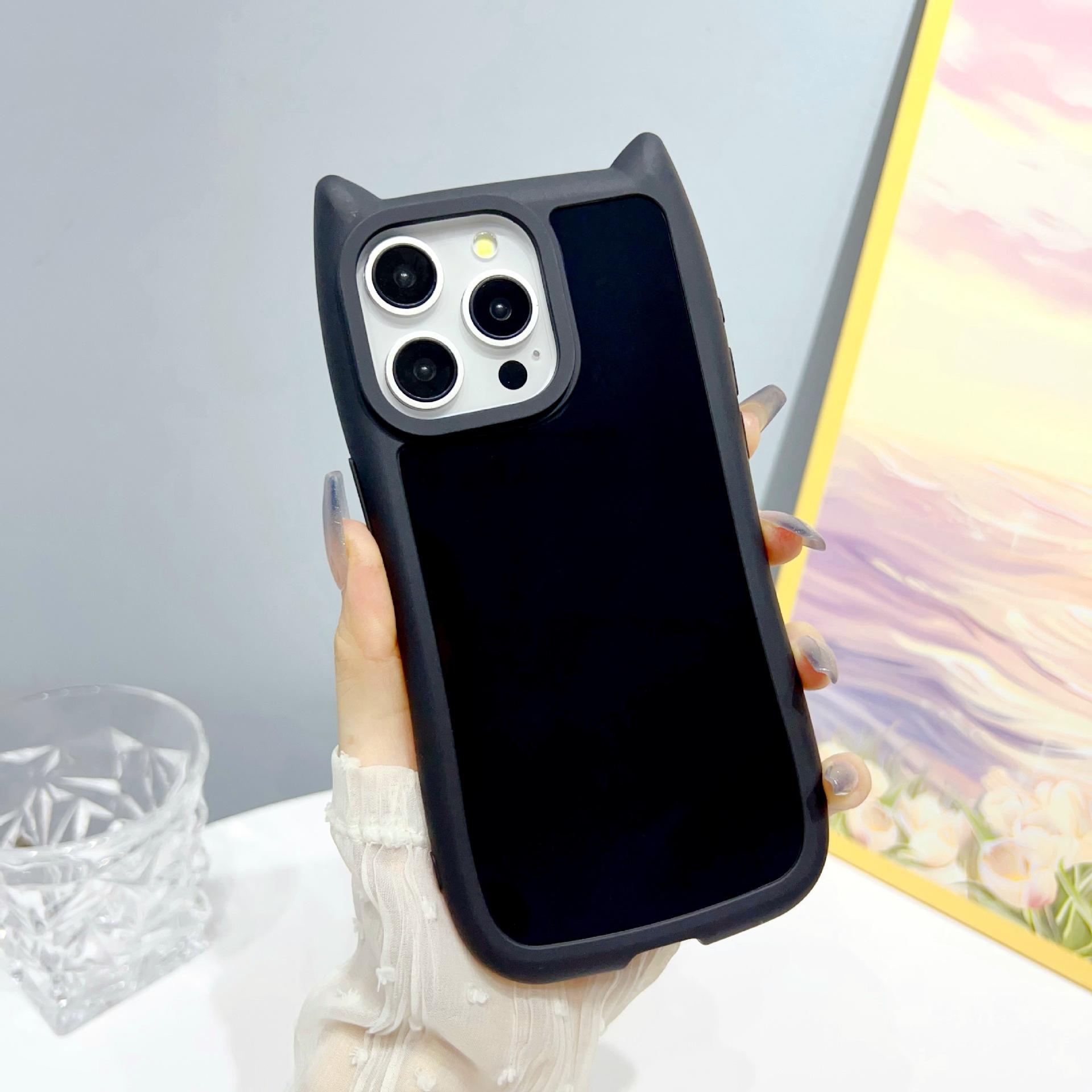 

Подходит для чехла для телефона iPhone 16 Матовый на ощупь Кошачьи ушки Apple 15 Promax Противоударный 14/13 Силиконовый iPhone16