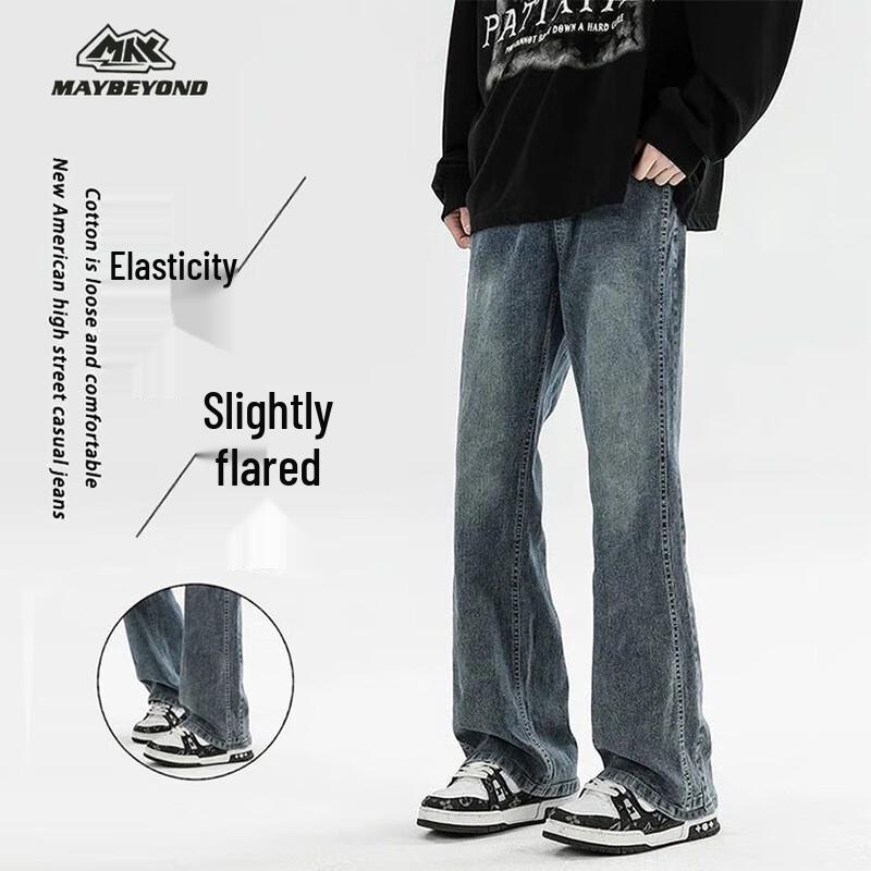 

MAYBEYOND Men s High-Waist Slim Flared Jeans L