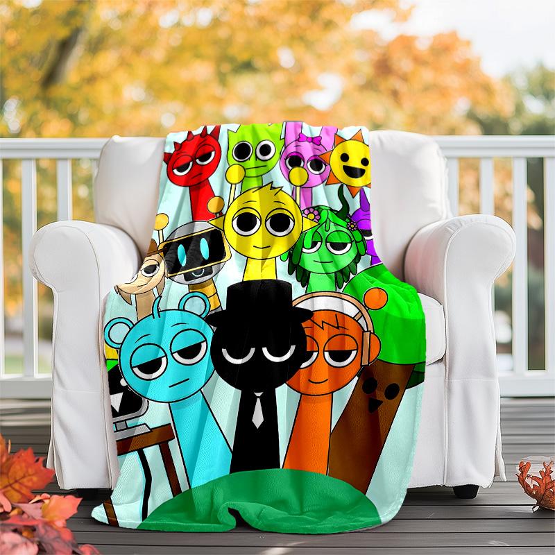 1pc SPRUNKI1 Theme Blanket - Digital Print, Polyester, Cozy for All Seasons, Perfect for Outdoor, Camping, and Travel