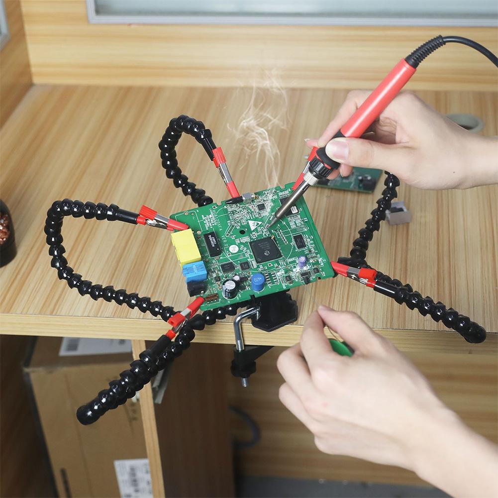 Desk Clamp Soldering Helping Hand 3/4/5 Flexible Arms Soldering Third Hand Tool Soldering Station Holder for Welding Repair