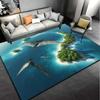 Dinosaur Island 3D Rug for Living Room Decor, Unique Pterodactyl Design Area Rugs, Modern Home Accessories Skid Resistant Carpet
