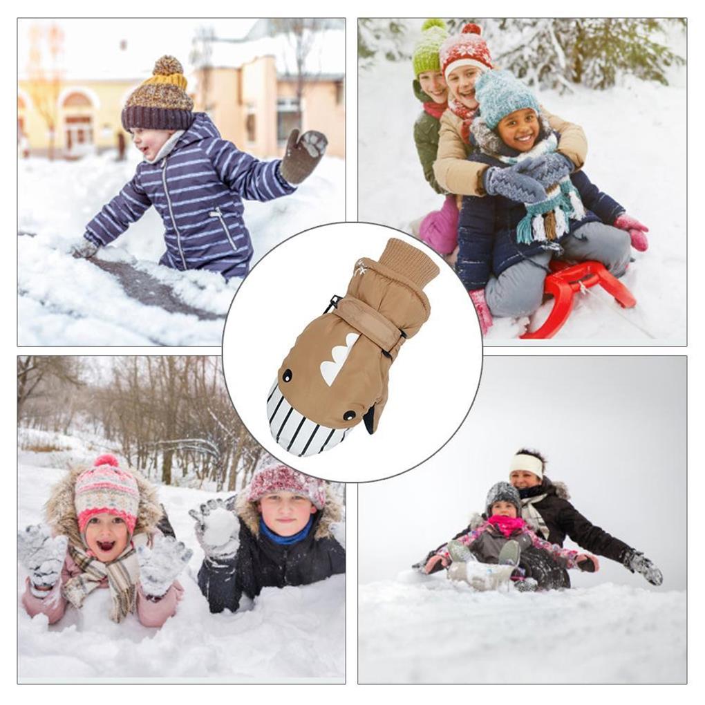 Kids Skiing Mittens Boys Girls Hand Outdoor Gloves Waterproof Child Snow Mitten Mitts Cover Windproof Thickened