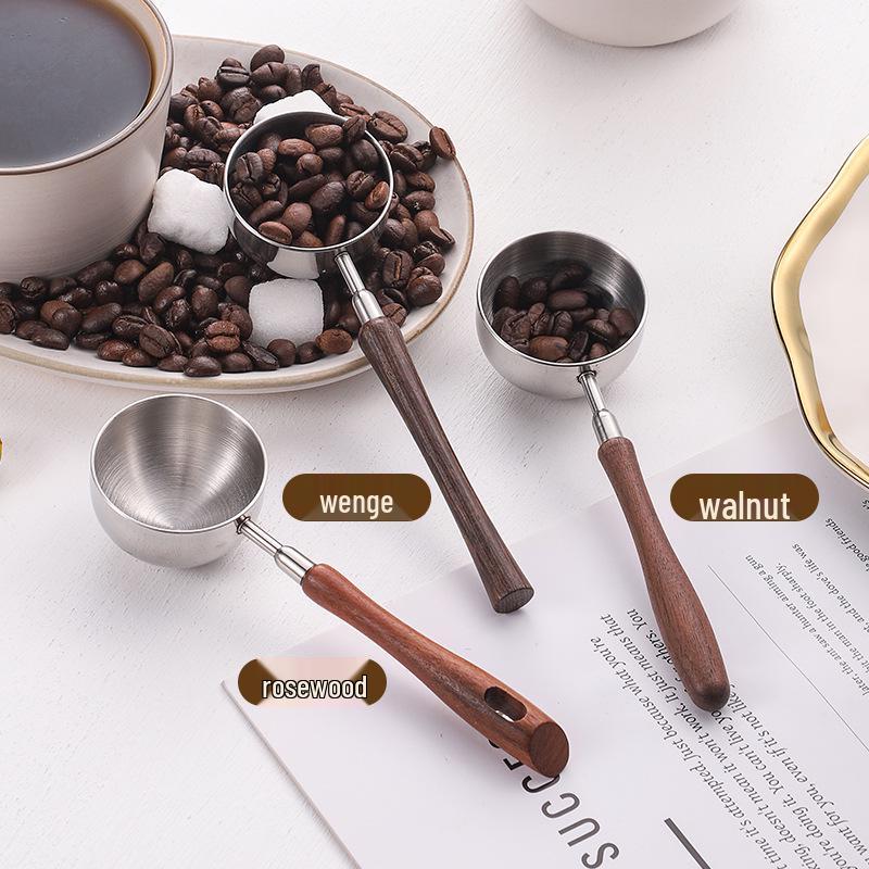 304 Stainless Steel Measuring Spoons with Rosewood Handle for Baking, Coffee, Milk Powder, and Seasoning.