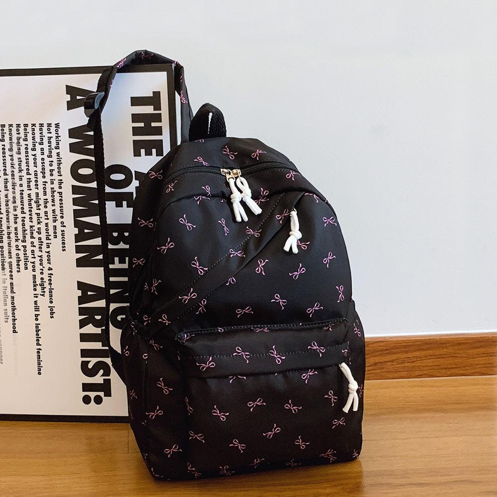 Portable Bow Print Student Schoolbag Nylon Large Capacity School Bags Travel Bag чёрный