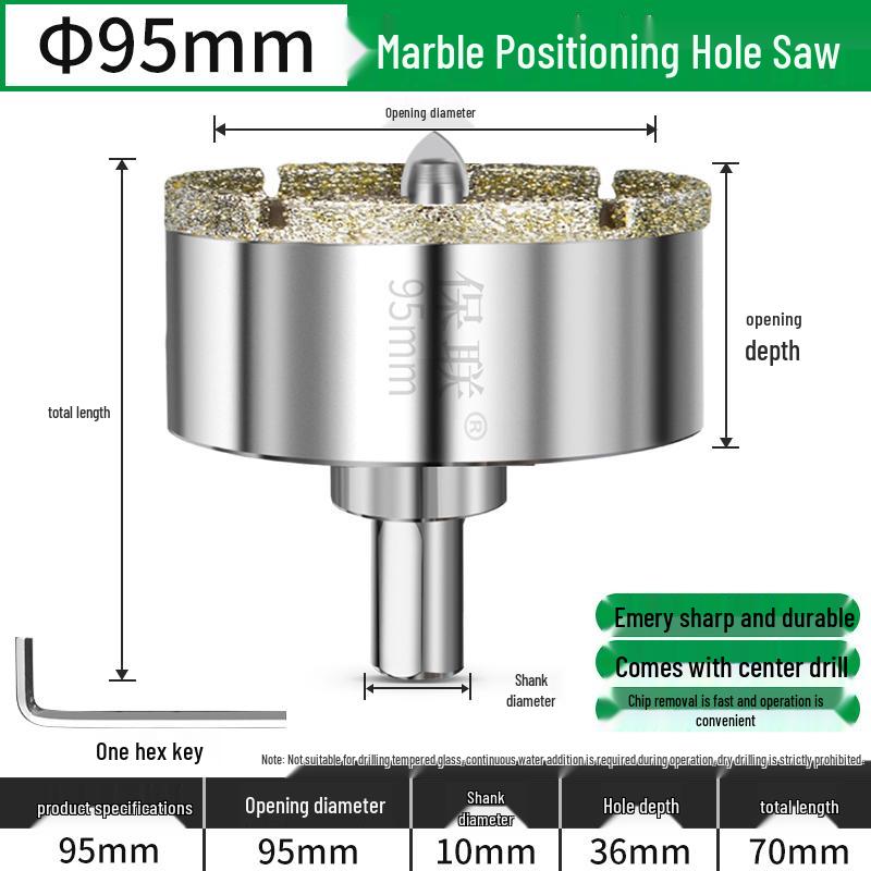 Positioning Drill Bit for Tile, Glass, Marble, and Stone Drilling