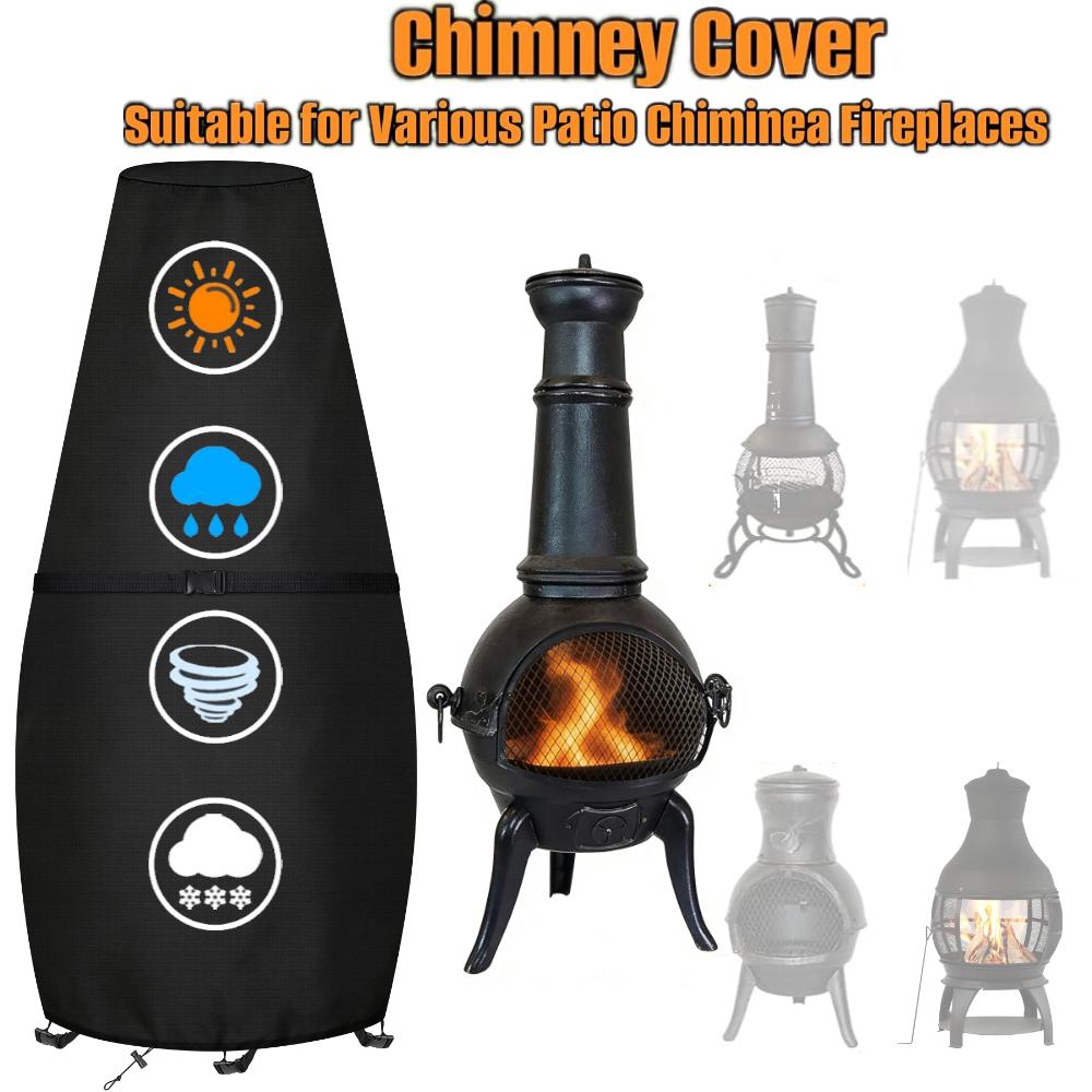 Outdoor Chiminea Cover 210D Waterproof Protective Sleeve Fireplace Fire Pit Cover Heater Bag Heating Warmer Stove Furniture Tent