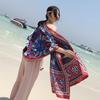 Beach Sunscreen Shawl Women's Summer Travel Silk Scarf Versatile Seaside Vacation Beach Scarf Oversized Tulle Scarf Dual-purpose Scarf