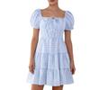Nuovo vestito scozzese francese da donna maniche a sbuffo vita gonna a trapezio fresco e dolce gonna corta abbigliamento estivo da donna