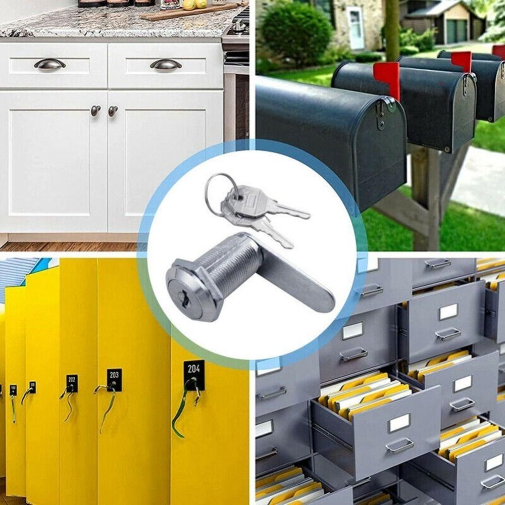 16/20/25/30mm Zinc Alloy Security Lock Set with 2 Key Drawer Lock Durable Cam Locks