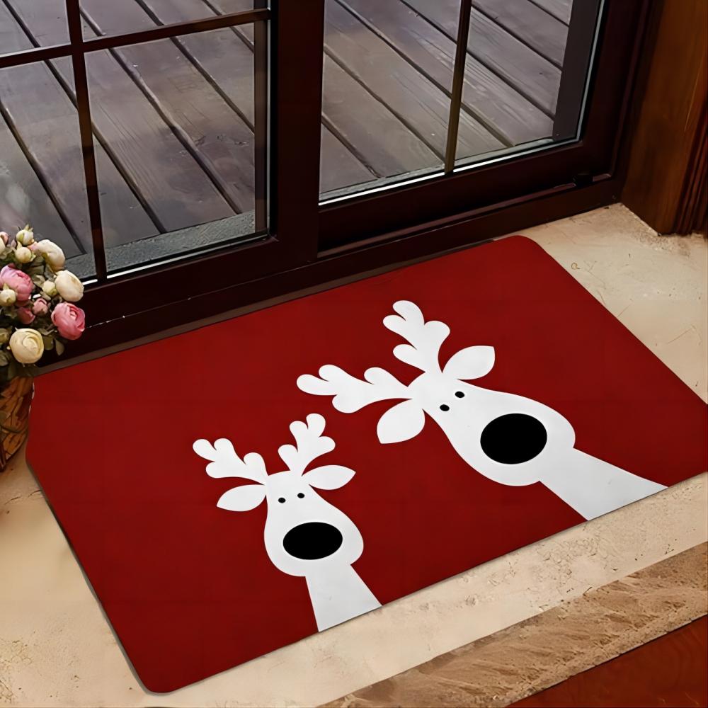 Christmas Reindeer Red Carpet Welcome Doormat Family Farmhouse Fun Kitchen Outdoor Indoor Entrance Decorated Floor Mat