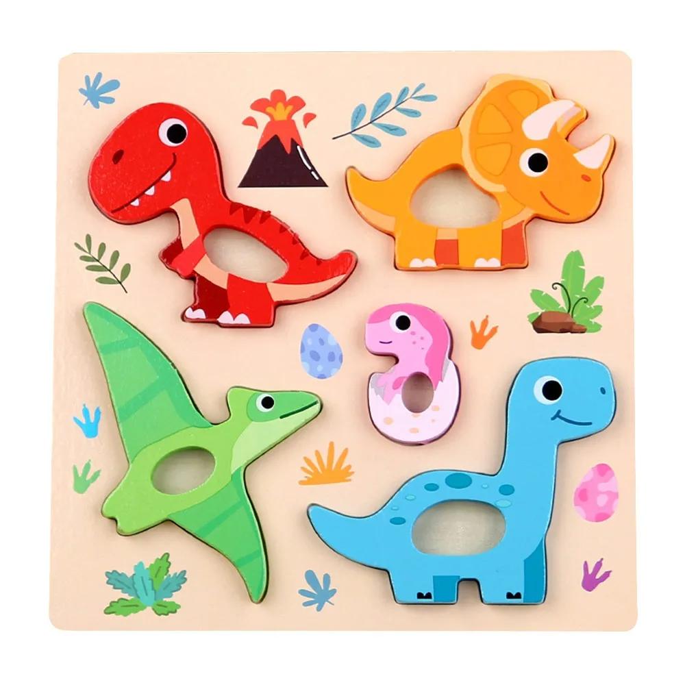 Dibujos Animados Nuevo Puzzles de Madera 3D Seguros Lindos Animales Serie Puzzle de Inteligencia Portátil Animales Puzzles Niños