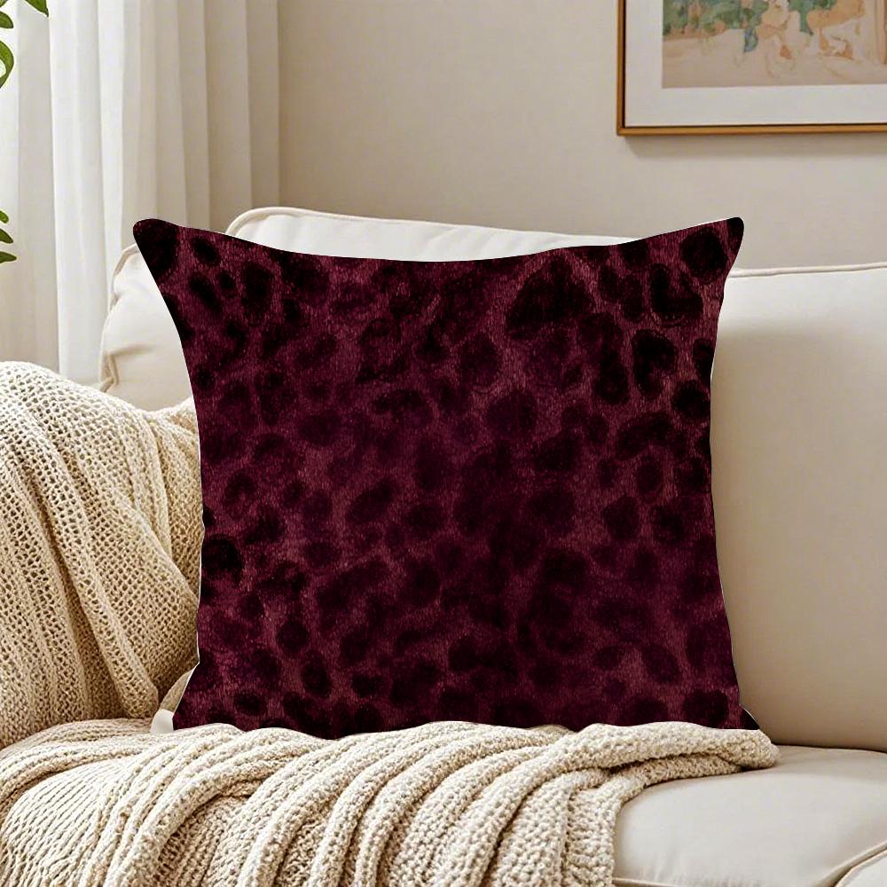 Plaid Leopard Print Textures Pillow Cushion Cover Linen Pillowcase Soft For Sofa Bed Home Room Decor