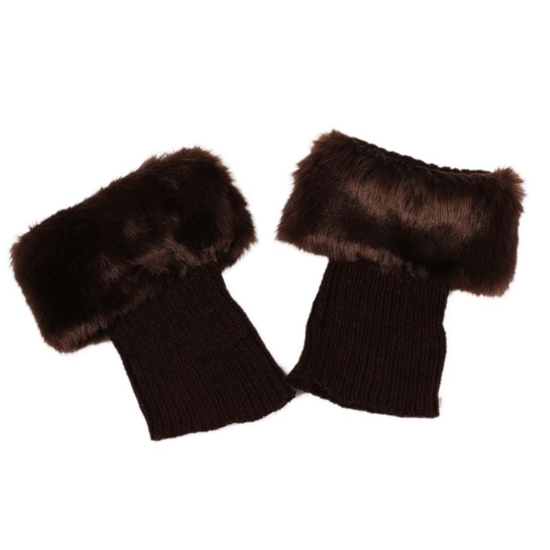 Short Women Boot Cuffs Socks Topper Gaiters with Plush Trim Winter Ribbed Knitted Solid Color Elastic Leg Warmers Gifts