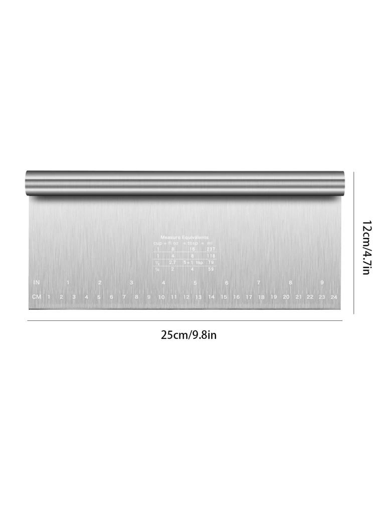 Leeseph Bench Scraper & Chopper Stainless Steel Pastry Cutter for Pasta Dough Bread Cake Baking Kitchen Tool with Scale Ruler