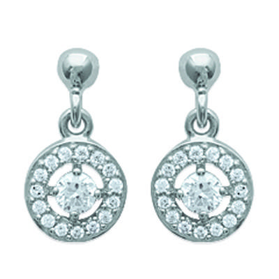 [J9388] - Boucles Argent 'Déesse' blanc argenté (rhodié) - 14x7 mm