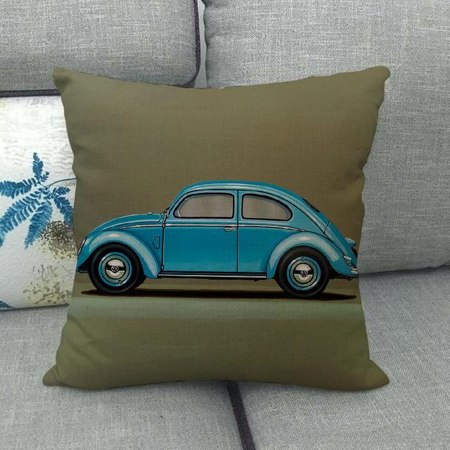 45cm *  unique watercolor car beetle design, suitable for family bedroom hotel  decoration pillow case
