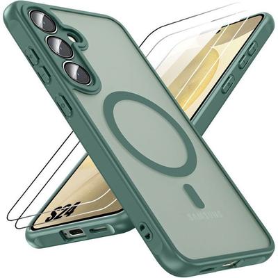 Protective Case - BOOLING - for Samsung Galaxy S24 - Night Green - Shockproof - 2 Tempered Glasses