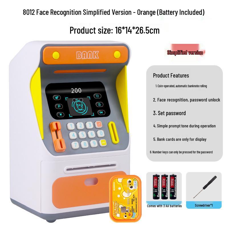 Smart ATM Money Box with Face Recognition and Password, Automatic Coin Loader - Children's Toy Safe