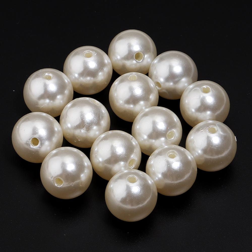 10-1000pcs Beige ABS Imitation Pearl Beads Multisize Round Loose Beads With Hole For Jewelry Making DIY Bracelets Accessories