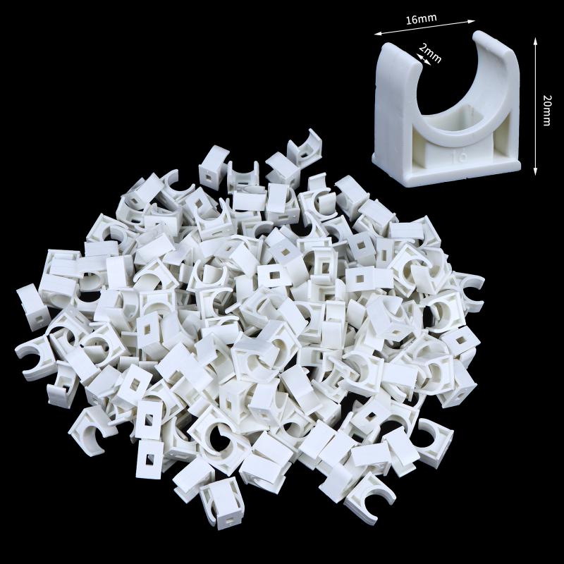 200Pcs White U-Shaped Clamp For Conduit Leak-Proof Water Pipe Securement Hose Brackets With 16/20/25Mm Inner Diameter