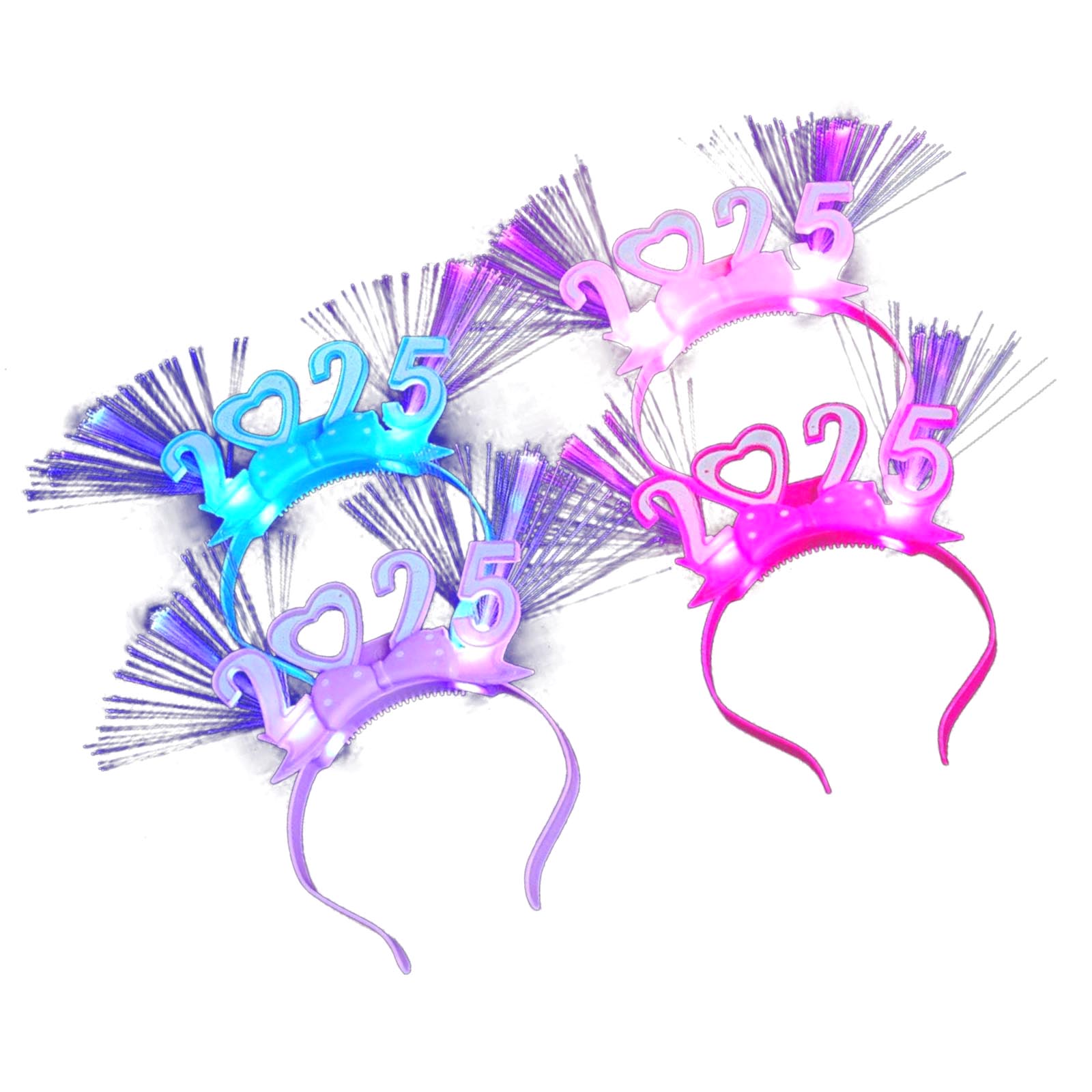 

4 шт. Светящиеся новогодние ободки с помпонами, светодиодные, новогодние повязки на голову, удобная посадка, аксессуары для волос для вечеринки A