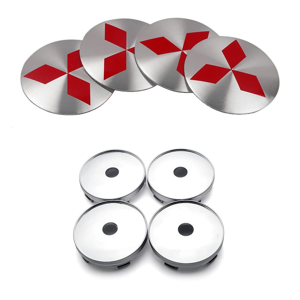 4PCS 56/60mm Car Styling Wheel Center Hub Caps Rim Cover Badge Emblem Sticker For Mitsubishi Lancer Asx Outlander 3 L200 Pajero