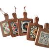 Solid Wood Flower Brick Hand Pot Mat Insulated Cup Mat Retro Dining Mat Decoration for Home Restaurants Kitchen Table Mat Cup