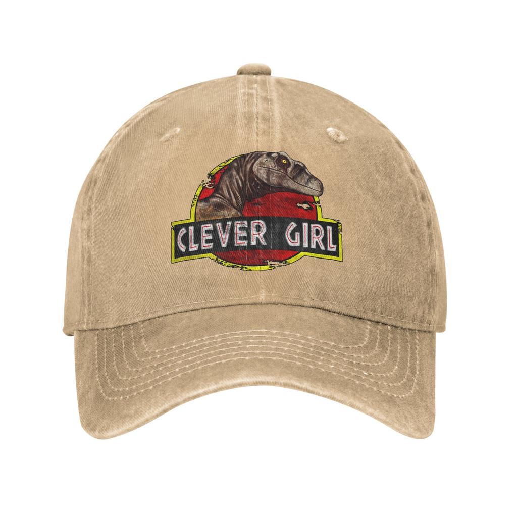 Retro Clever Girl Jurassic Park Baseball Cap Men Women Distressed Denim Snapback Cap  Outdoor Workouts Soft Caps Hat