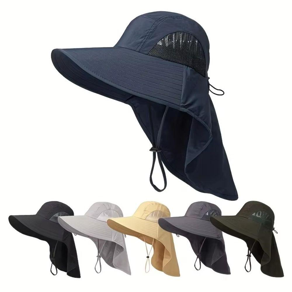 Hiking Sun Protection Hat Anti-UV Men Bucket Hats Fashion Wide Brim Sun Hat with Neck Flap