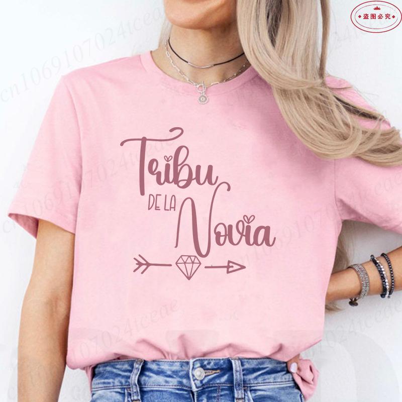 Mode Spansk Team Bride Squad T-shirt Möhippa Bröllop Y2k Toppar Kvinna Möhippa T-shirts Kortärmade Skjortor