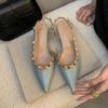 Fashion Shallow Fashion Rivet Elegant Women Low Heel Pumps Shoes Spring Summer Female Buckle Strap Footwear Thin Heels Shoes For Ladies