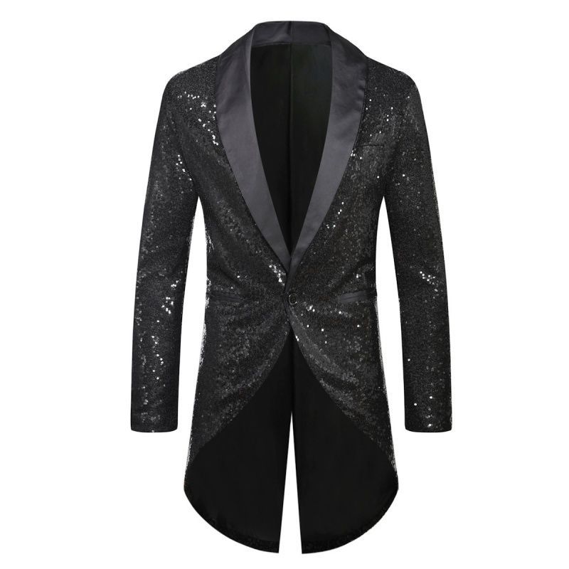 New Fashion Sequin Suit Men's One-Button Suit Tuxedo Medium and Long Suit