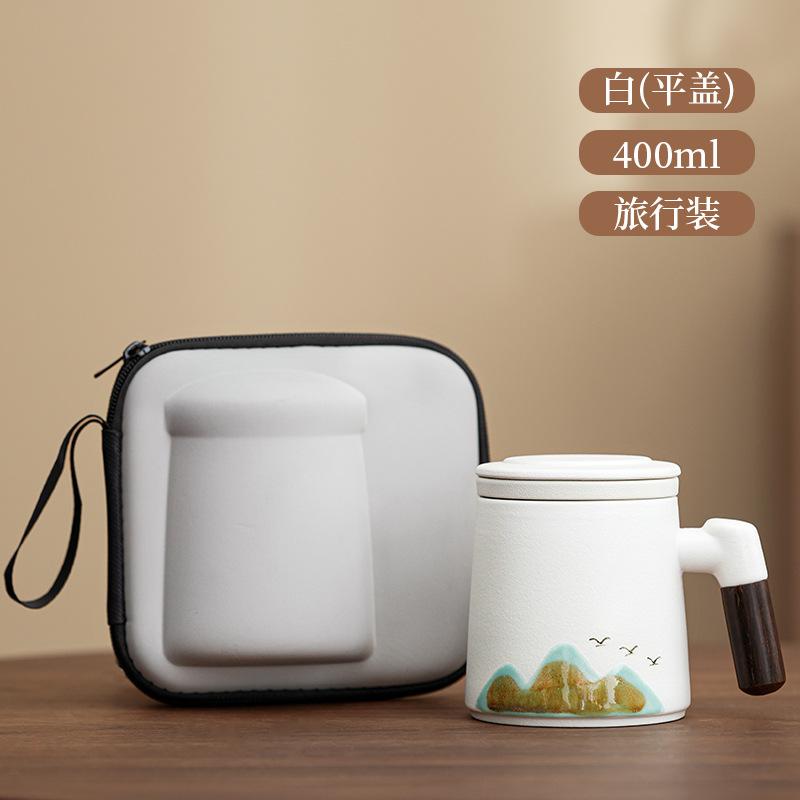 Light luxury company gifts suet jade twisted lotus ceramic mug with lid office teacup gift