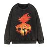 Vintage Washed Dragon Ball Anime Hoodie-Free Crewneck Sweatshirt Teens Men Streetwear Casual Long Sleeve Cotton