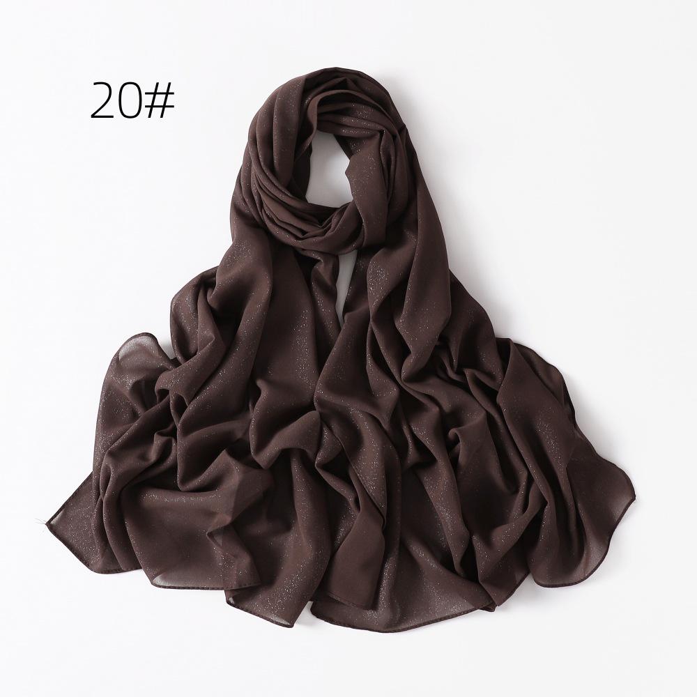 New Style Women's Silver Pearl Chiffon Long Scarf